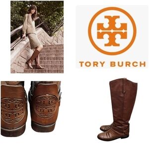 Tory Burch Womens Colton Leather Riding Knee-High Boots 10